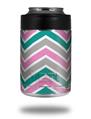 Skin Decal Wrap for Yeti Colster, Ozark Trail and RTIC Can Coolers - Zig Zag Teal Pink and Gray (COOLER NOT INCLUDED)