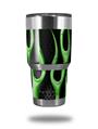 Skin Decal Wrap for Yeti Tumbler Rambler 30 oz Metal Flames Green (TUMBLER NOT INCLUDED)